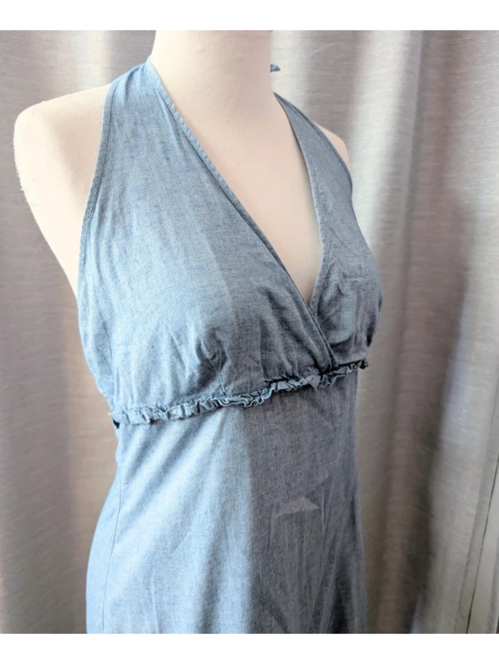 SOLD Light Blue Cotton Summer Halter Dress 8 - Picture 2 of 3